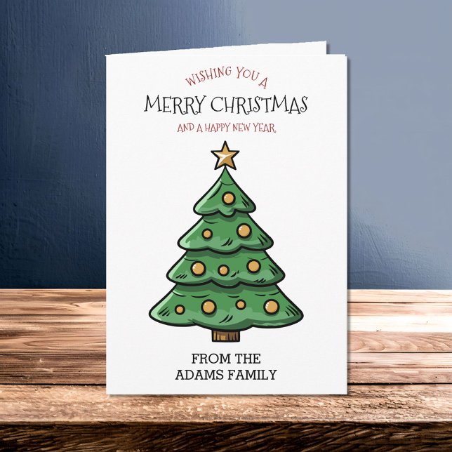Simple Minimalist Family Christmas Tree  Card (Creator Uploaded)