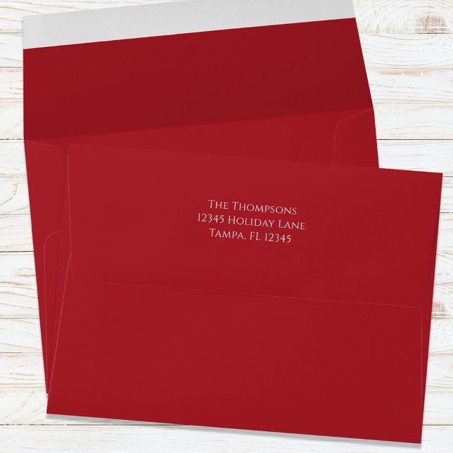 Simple Minimalist Festive Bright Red Basic  Envelope (Simple red envelope with return address on the back flap)
