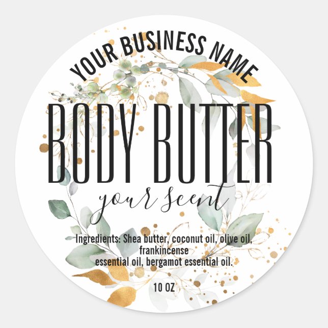 SIMPLE MINIMALIST floral BODY BUTTER Classic Round Sticker (Front)