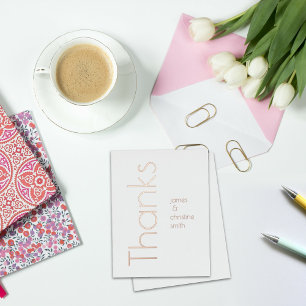 Simple Minimalist Foil Text Thanks Postcard