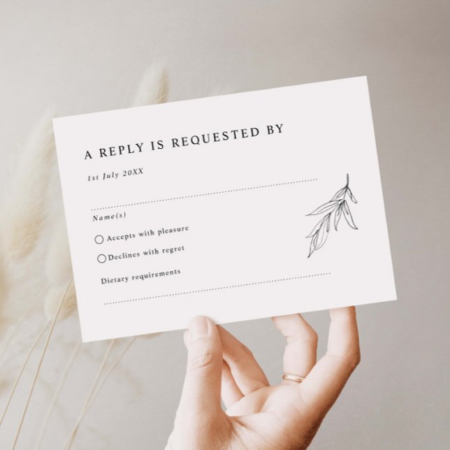 Simple minimalist foliage RSVP Reply Card (Creator Uploaded)