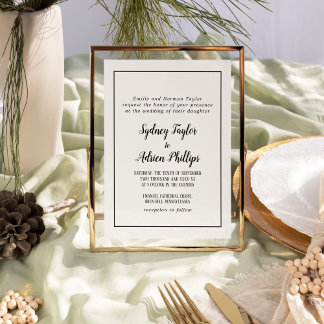 Simple Minimalist Formal Frame Wedding Invitation
