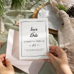 Simple Minimalist Frame Save The Date<br><div class="desc">This simple minimalist frame wedding save the date is perfect for an elegant wedding. The classic design features a basic border frame and rustic black and white typography with a modern minimal look. QSD112</div>