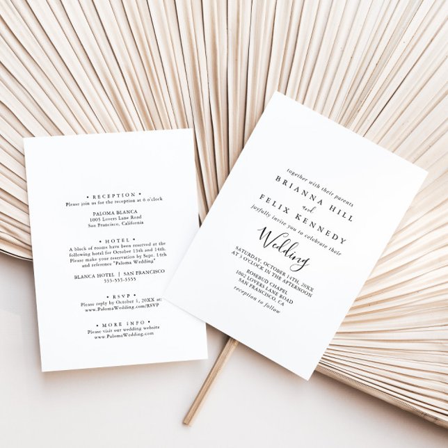 Simple Minimalist Front & Back Wedding Invitation (Creator Uploaded)