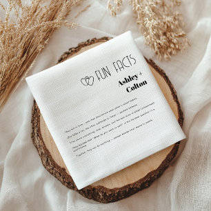 Simple Minimalist Fun Facts Couple Hearts Wedding Napkin