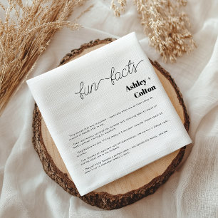 Simple Minimalist Fun Facts Couple Wedding Napkin