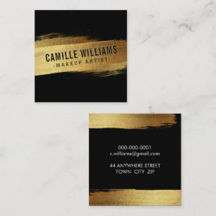 SIMPLE MINIMALIST glam faux gold foil brush stroke Square Business Card