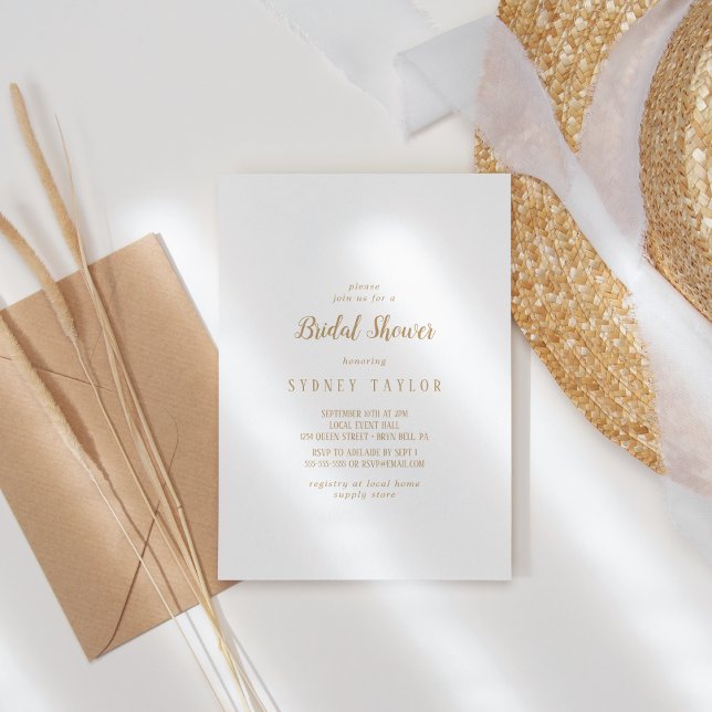 Simple Minimalist|Gold Bridal Shower Invitation (Creator Uploaded)