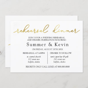 Simple Minimalist Gold Foil Rehearsal Dinner Invitation