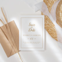 Simple Minimalist|Gold Frame Save The Date
