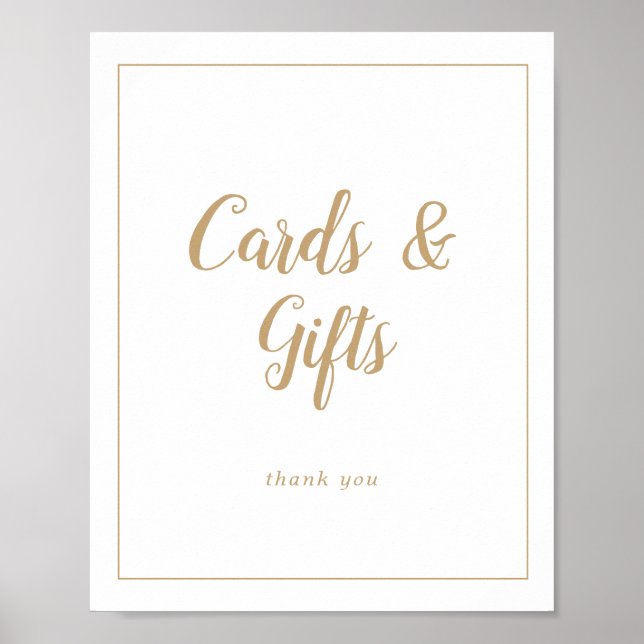 Simple Minimalist|Gold Frame Wedding Cards&Gifts Poster (Front)