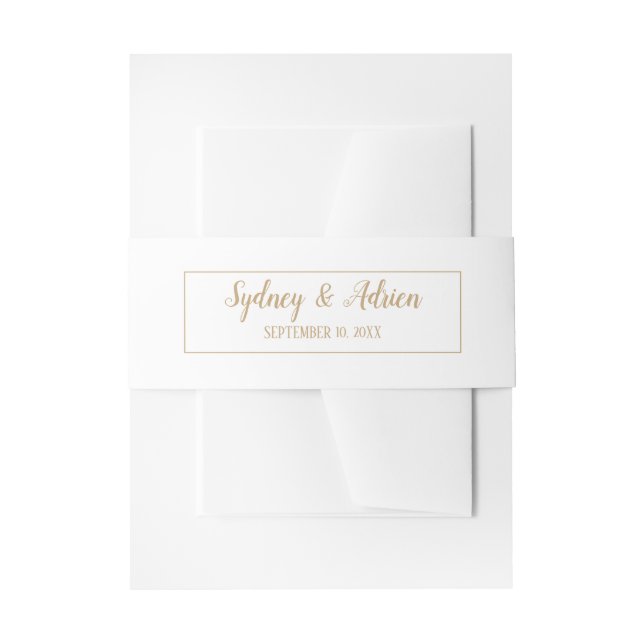 Simple Minimalist|Gold Frame Wedding Invitation Belly Band (Front Example)