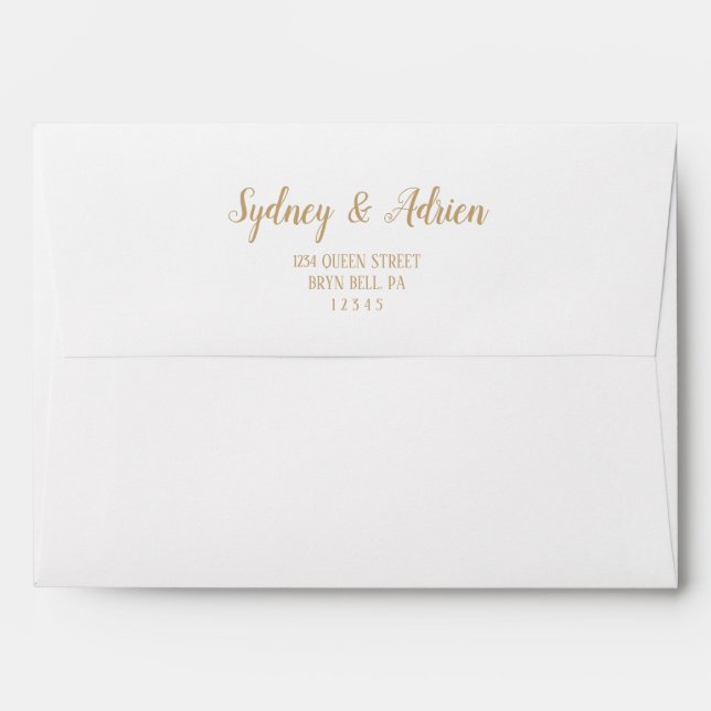 Simple Minimalist|Gold Frame Wedding Invitation  Envelope (Back (Top Flap))