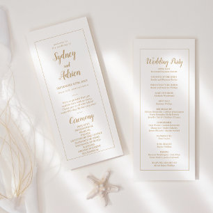 Simple Minimalist Gold Frame Wedding Program