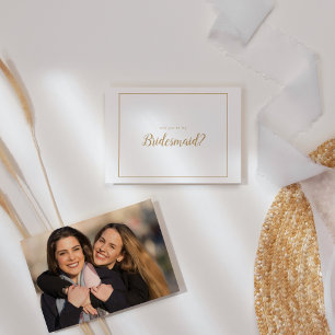 Simple Minimalist Gold Photo Frame My Bridesmaid Card