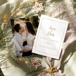 Simple Minimalist Gold Photo Frame Save The Date