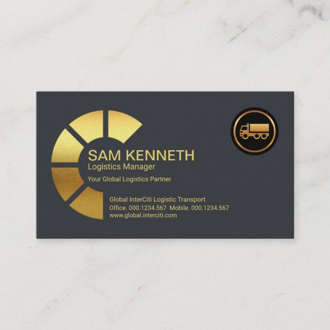 Simple Minimalist Gold Semi Circle Transportation Business Card (Front)