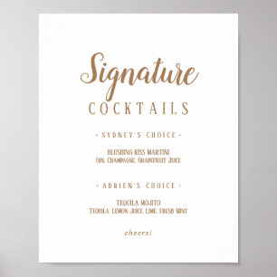 Simple Minimalist Gold Signature Cocktails Sign