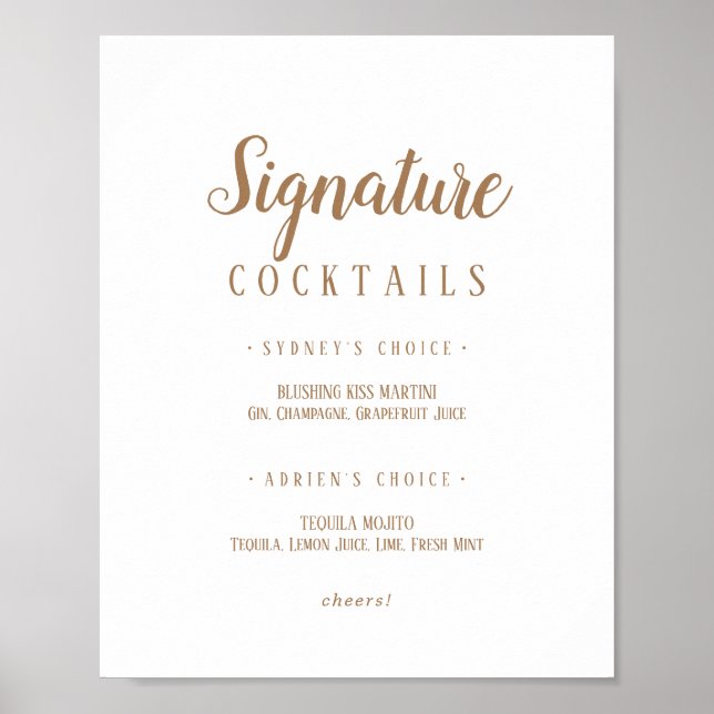 Simple Minimalist|Gold Signature Cocktails Sign (Front)