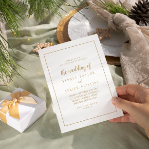 Simple Minimalist Gold The Wedding Of Frame Invitation