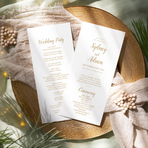 Simple Minimalist Gold Wedding Program