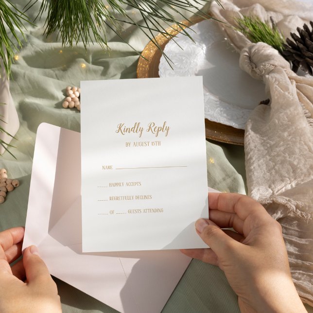 Simple Minimalist|Gold Wedding RSVP Card (Creator Uploaded)