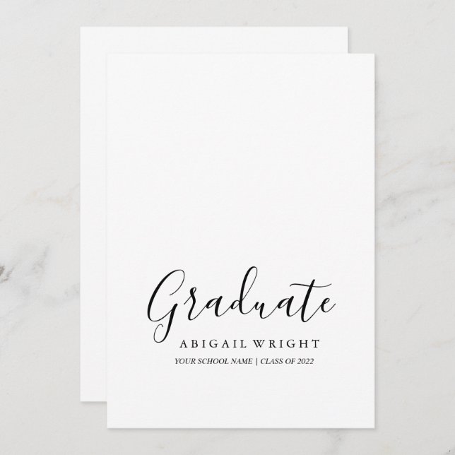 Simple Minimalist Graduate Graduation Announcement (Front/Back)