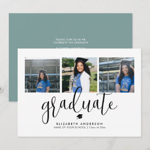 Simple Minimalist Graduate Graduation Photo Invitation