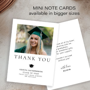 Simple minimalist graduation photo thank you MINI Card