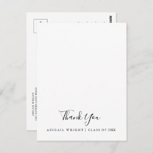 Simple Minimalist Graduation Thank You Postcard