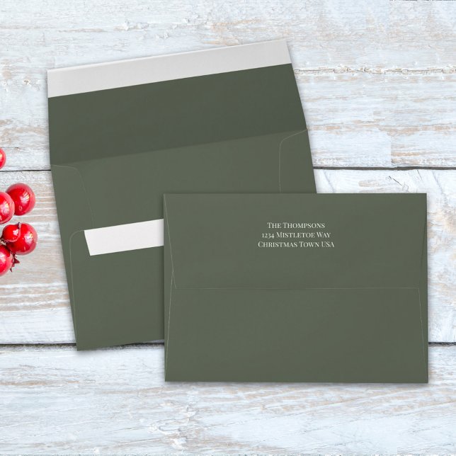 Simple Minimalist Green Return Address Printed Envelope (Creator Uploaded)