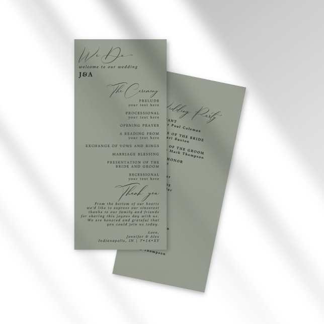 Simple Minimalist Green Sage Wedding Program (Creator Uploaded)