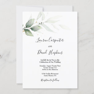 Simple Minimalist Greenery wedding Invitation