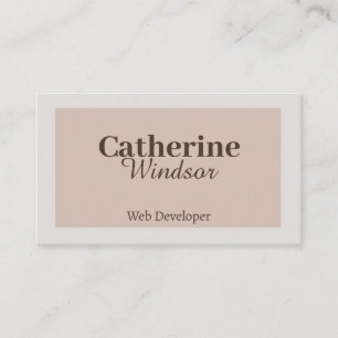 Simple Minimalist Grey Brown Pastel Web Developer Business Card