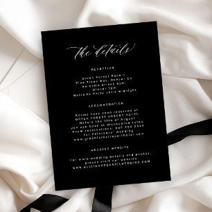 Simple minimalist guest black wedding details enclosure card