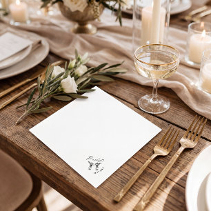 Simple minimalist hand drawn chic coctail napkin