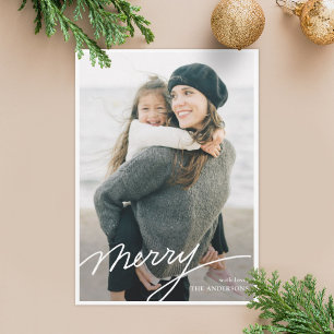 Simple Minimalist Handwriting Merry Holiday card