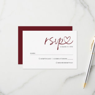 Simple Minimalist Handwritten Script Wedding RSVP Card