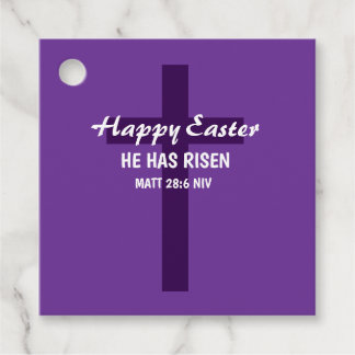 Simple Minimalist Happy Easter Royal Purple Cross Favour Tags