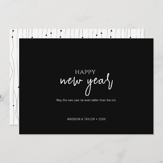 Simple Minimalist Happy New Year Holiday Card (Front/Back)