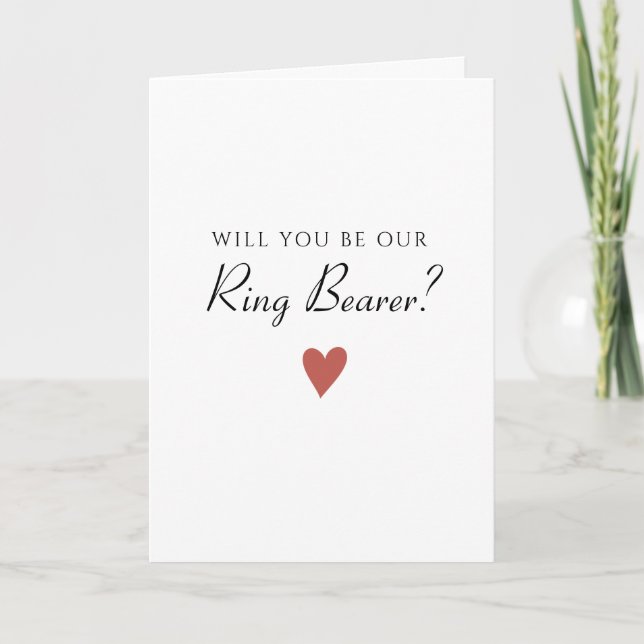 Simple Minimalist Heart Ring Bearer, Wedding Card (Front)