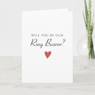 Simple Minimalist Heart Ring Bearer, Wedding Card