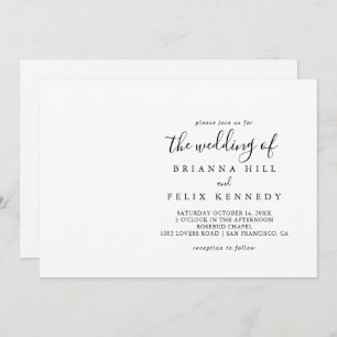 Simple Minimalist Horizontal Wedding Invitation