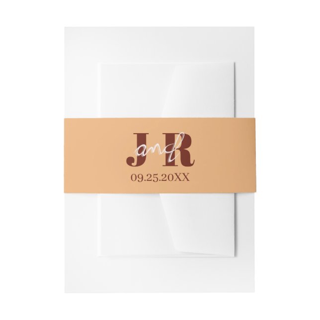 Simple Minimalist Initial Name Sunset Wedding Invitation Belly Band (Front Example)
