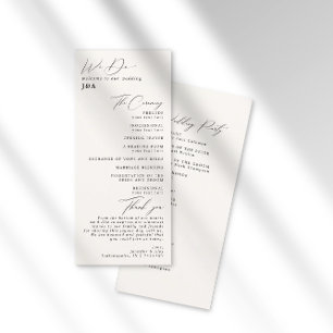 Simple Minimalist Ivory Cream Wedding Program