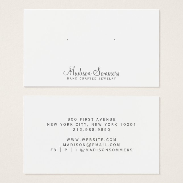 Simple Minimalist Jewellery Display Cards (Front & Back)