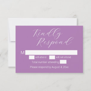 Simple Minimalist Lavender Wedding RSVP Card
