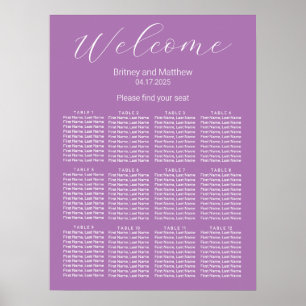 Simple Minimalist Lavender Wedding Seating Chart