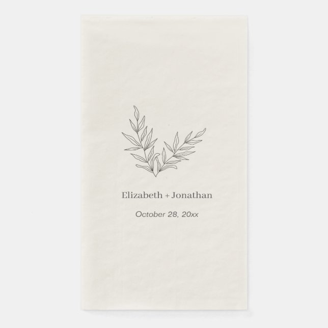Simple minimalist leaf wedding   napkin (Front)