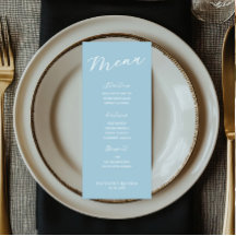 Simple Minimalist Light Blue Menu Card